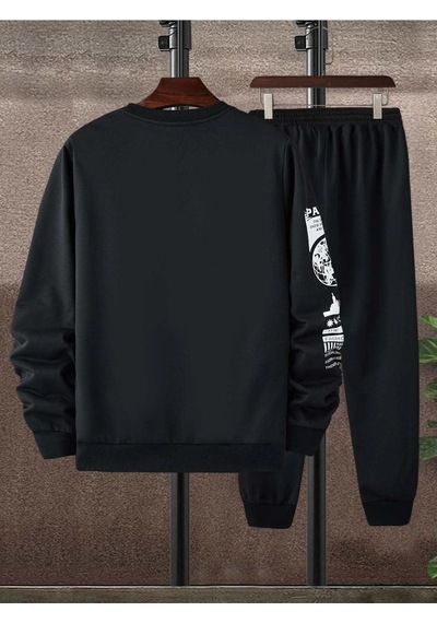 Paris Web Eşofman Takımı Sweatshirt Jogger - Siyah Baskılı Oversize Şardonlu Bisiklet Yaka Siyah Paris Web Eşofman Takımı Sweatshirt Jogger - Siyah Baskılı Oversize Şardonlu Bisiklet Yaka Siyah