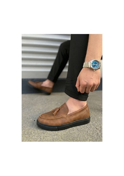 DMR Elegance Jy153 Bloom Bağcıksız Püsküllü Cilt Erkek Günlük Spor Klasik Ayakkabı Cst - Taba