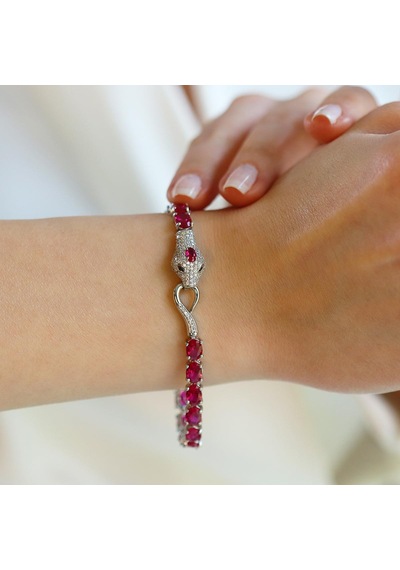 Sky Red Colleciton Serpent Yakut Creatif Gümüş Bileklik Gümüş