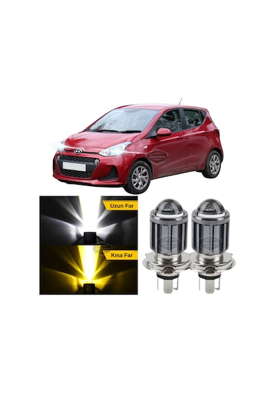 Hyundai İ10 2007-2019 Uyumlu Mercekli Far Ampulü Led Xenon Çift Renk Sarı-beyaz Far Şimşek Etkili Led Lamba Uzun LED Far 56096505