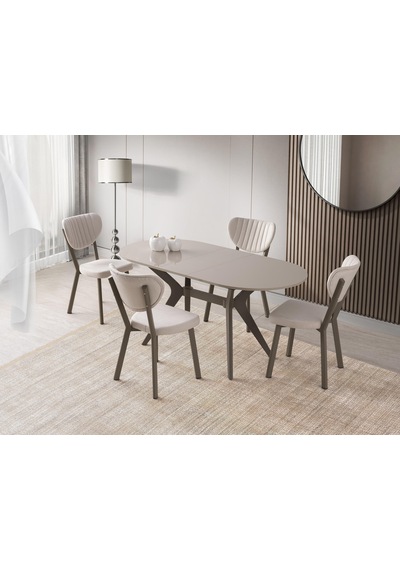 Star Capuccino Lak Panel Mutfak Masa Sandalye Takımı 82x138 Cappuccino