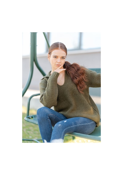 Gömlek Yaka Oversize Basic Kazak Haki