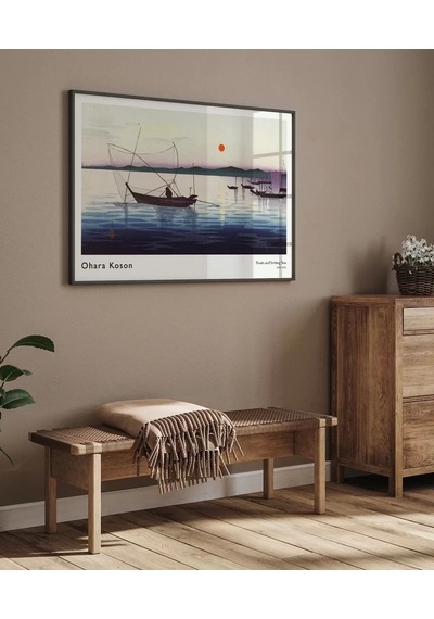 Çerçevesiz Poster Ohara Koson Tekneler Ve Batan Güneş