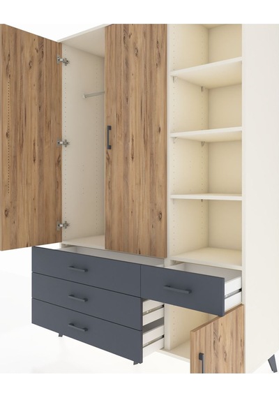 Hyperion Dolap 5 Raflı 4 Çekmeceli Tek Askılı 132x44x195 Aytaşı-çam/antrasit Atlas Çam/antrasıt Hyperion Dolap 5 Raflı 4 Çekmeceli Tek Askılı 132x44x195 Aytaşı-çam/antrasit Atlas Çam/antrasıt