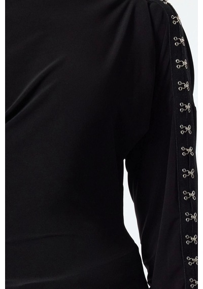 Ersefa Stil Kadın Bluz Regular Örme Fitted Kalıp Siyah