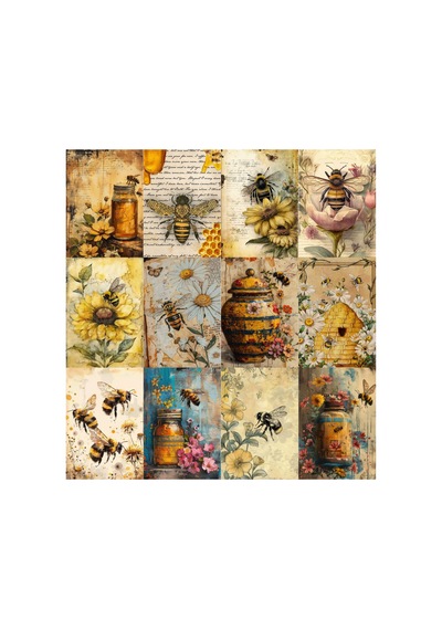 Arı Bee Vintage Poster Duvar Kağıdı Seti Afiş A5 12 Adet