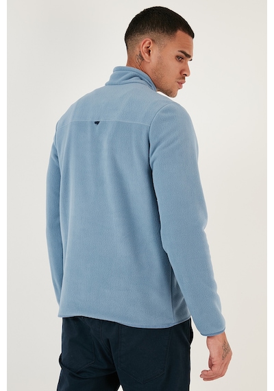 Buratti Slim Fit Anti-Pilling Tüylenme Yapmayan Bato Yaka Kışlık Şardonlu Erkek Polar 5906001 Açık Mavi
