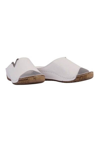 Napa Shoes Hakiki Deri Yumuşak Taban Rahat Günlük Kadın Terlik Napa-211 Beyaz
