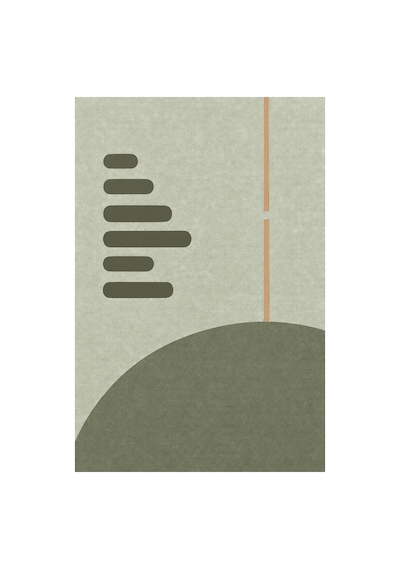 Kartela Halı Aralık Minimal Modern Halı Adaçayı Yeşili Kaymaz Taban Makinede Yıkanabilir 120x180 Cm