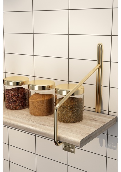Bino Mutfak Rafı Büyük Boy, Çocuk Odası Duvar Rafı, Banyo Rafı, Çalışma Odası Rafı, Kitaplık Gold