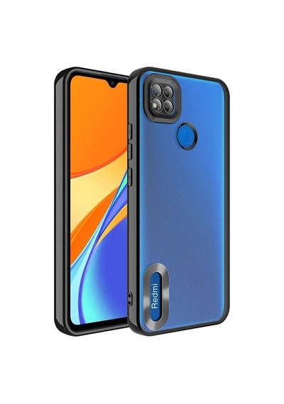 Xiaomi Redmi 10a Kılıf Kamera Korumalı Logo Gösteren Zore Omega Kapak Siyah