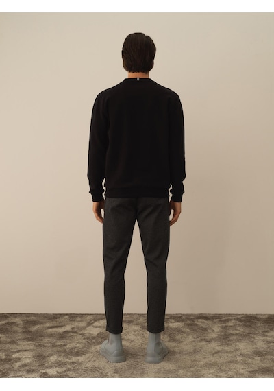 Xint Siyah Regular Fit Bisiklet Yaka Pamuklu Sweatshirt 300291