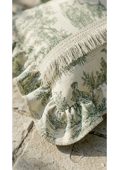 Toile Verde Ruffle Yastık Çok Renkli