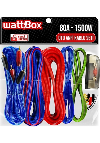 Oto Anfi Kablo Seti Full   8Ga 1500W   Wattbox