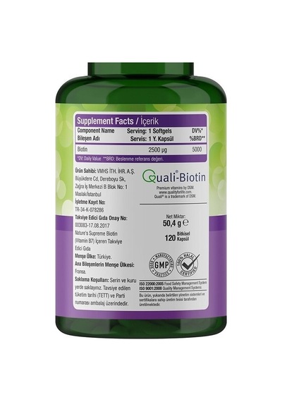 Nature'S Supreme Biotin 2500 Mcg 120 Kapsül