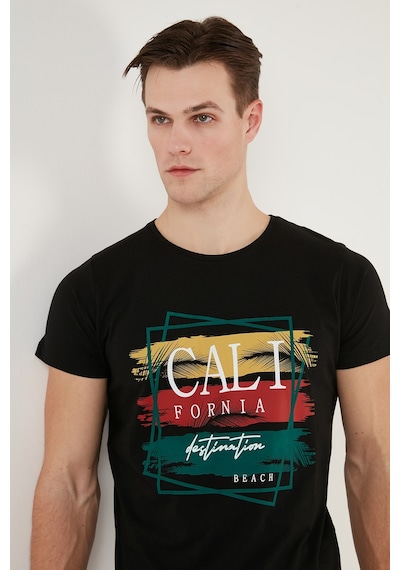 Buratti Pamuklu Slim Fit Bisiklet Yaka Erkek T Shirt 541California24 Siyah