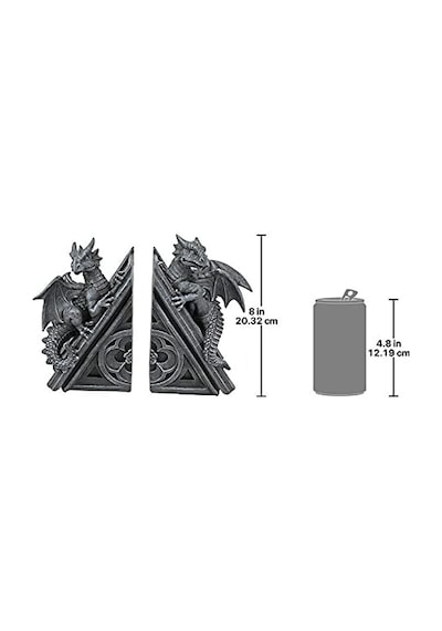 Gotik Kale Ejderhası Şeklinde Kitap Desteği, Ölçüler: 12,5 X 4 X 20,5 Cm