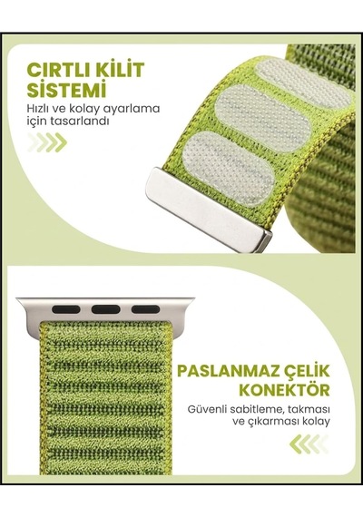 Apple Watch İle Uyumlu Nylon Loop Velcro Kumaş Kordon Yumuşak Dokuma, Nefes Alabilen, Ayarlanabilir Cırt Cırtlı, Ultra Hafif Kayış Çok Renkli