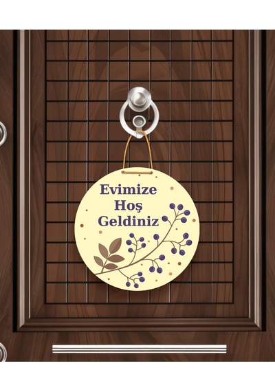 Hoşgeldiniz Yazılı Kelebek Detaylı Ahşap Kapı Süsü Dekoratif Gümüş