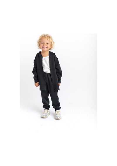 Oliven The Kid Oliventhekid Unisex Fermuarlı Kanguru Cepli Kapüşonlu Takım Siyah Siyah