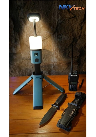 Teleskopik Tripod Tabanlı Taşınabilir Kamp & Outdoor Lambası-nkvtech Zf6968 Mavi
