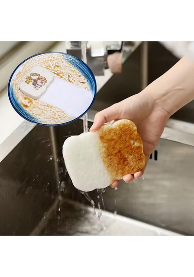 Kyrotech 4 Adet Doğal Selüloz Bulaşık Süngeri, Su İle Genişleyen Sıkıştırılmış Organik Odun Hamuru Temizlik Süngeri, Çizmez, Çevre Dostu, Çok Amaçlı Mutfak Ve Ev Temizleme Süngeri
