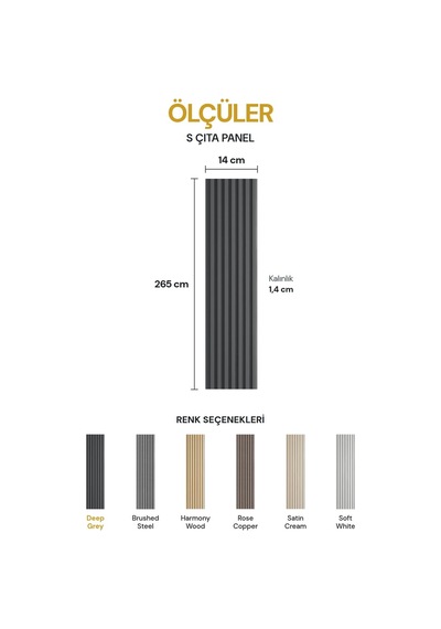 Vilo Mpc S Çıta Duvar Paneli Deep Grey 265cm Yapıştırmalı Montaj - Neme Ve Darbeye Dayanıklı