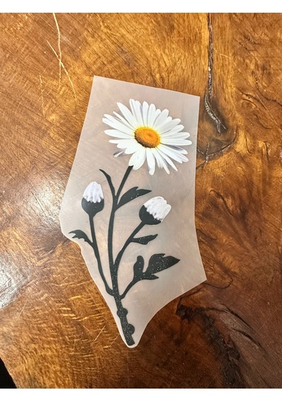 Ütü İle Yapışan Papatya Transfer Baskı Arma 18x9 Cm