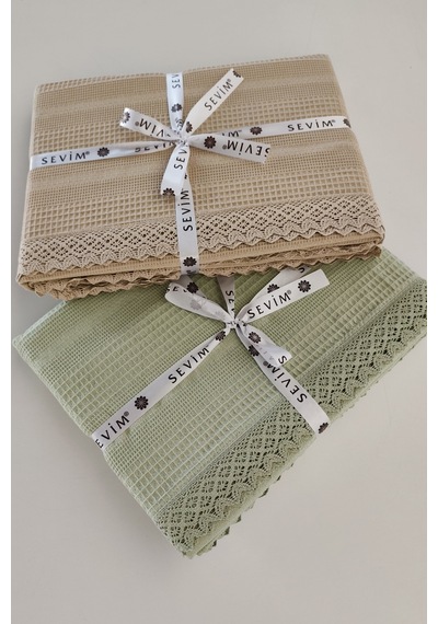 Kopanaki Dantelli Çift Kişilik Waffle Pike-210x230 Cm Bej Bej