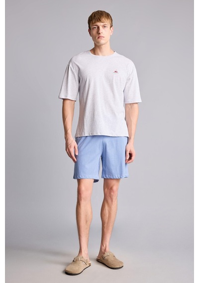Defacto Boxy Fıt Kısa Kollu 2li Şortlu Pijama Takımı I0666ax26hsgr100 Gri-gr100