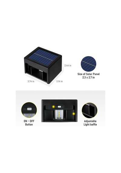 Güneş Enerjili Duvar Lambaları, Dış Mekan Güneş Enerjili Led Yukarı Aşağı Ayarlanabilir Işın Alacakaranlı
