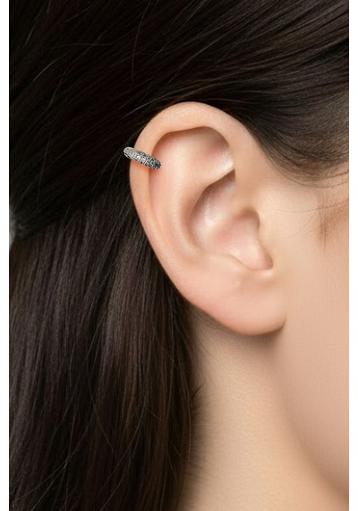 Zirkon Taşlı Şık Halka Tragus Piercing Gümüş Hipoalerjenik, Dayanıklı Çok Renkli