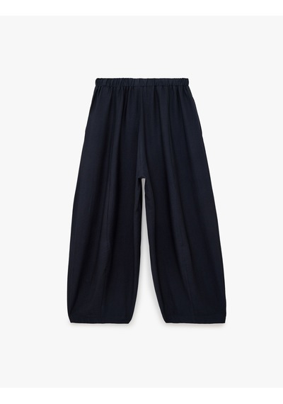 Koton Viskon Kumaş Beli Bağcıklı Loose Fit Cepli Balon Pantolon Lacivert 7wak40043pw