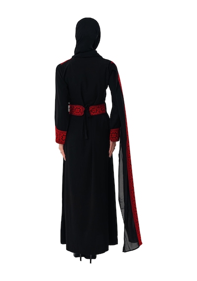 Zaytoon Eğimli Omuz Uzun Ve Açık Kollu Filistin Nakışlı Elbise M-3xl C100050 Siyah