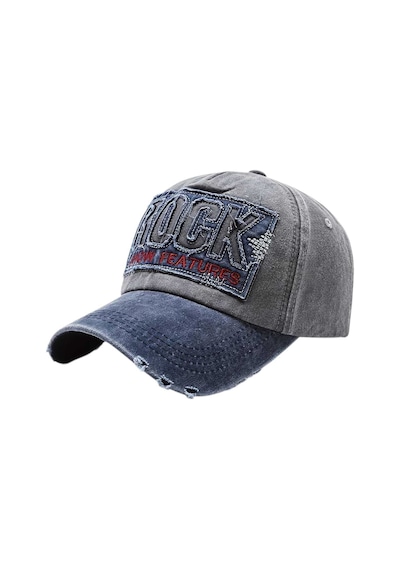 Tezzgelsin Unisex Eskitme Rock Nakışlı Ayarlanabilir Beyzbol Kep Şapka Gri