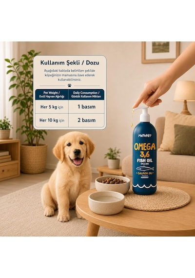 Köpekler İçin Somon Balık Yağı Omega 3-6, Epa & Dha 200 Ml