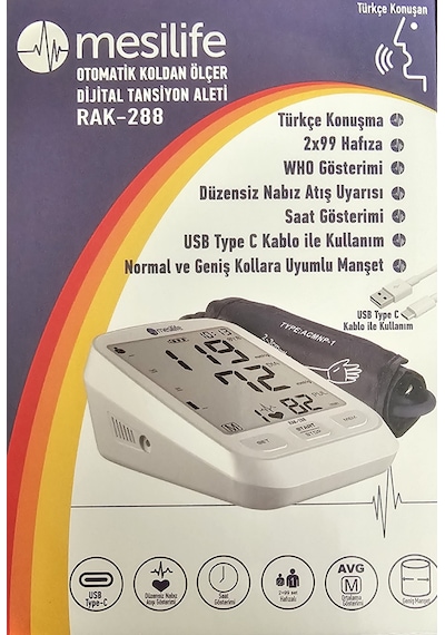 Mesilife RAK-288 Türkçe Konuşan Otomatik Tansiyon Aleti