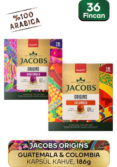 Jacobs Origins Guatemala + Origins Colombia Nespresso Uyumlu Alüminyum Kapsül Kahve 36 Kapsül Diğer
