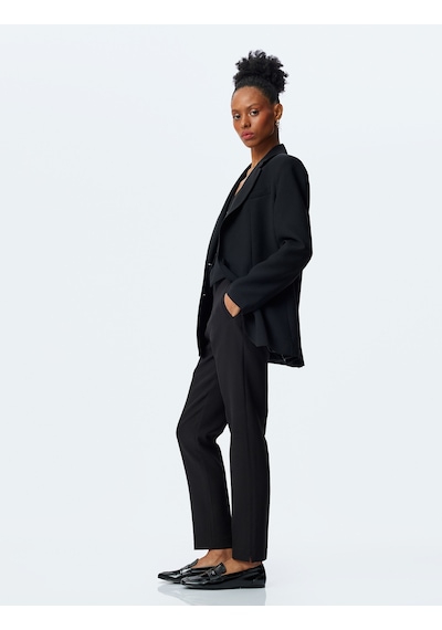 Koton Yüksek Bel Slim Fit Cigarette Pantolon Siyah 5wak40190uw Siyah