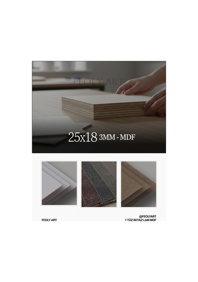 3 Mm 25x18 Mdf Plaka 4 Adet - Pasta Altlığı, Hobi, Maket, Ahşap El Sanatları İçin Uygun