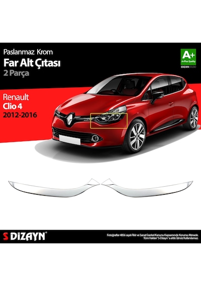 S-Dizayn Renault Clio 4  HB Krom Far Alt Çıtası 2012-2016