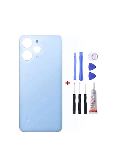 Xiaomi Redmi 12 Mavi Arka Cam Kapak Pil Kapağı Tamir Set B7000 Set Mavi