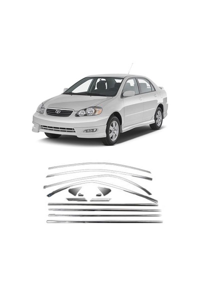 Toyota Corolla Uyumlu 2008 Paslanmaz Krom Cam Çerçeve Çıtası Seti 48613