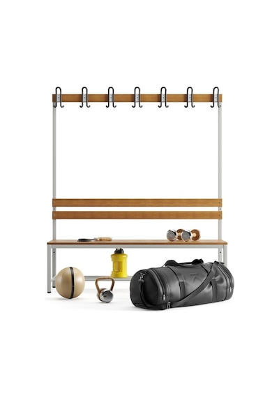Ayakkabılıklı 4 Ayaklı Tek Taraflı Bank, Kanca Şeritli Bank, 7 Kanca, 150x43x170 Cm, Spor Bankı