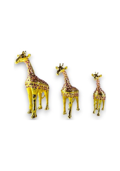 3'lü Dekoratif Zürafa Biblo Seti Taş İşlemeli Gold Beyaz & Pembe Taş 8x9 CM, 7x8 CM, 6x6 CM 728700735