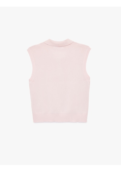 Koton Kolsuz Düğmeli Polo Yaka Triko Bluz Pembe 6sak30005ht Gül