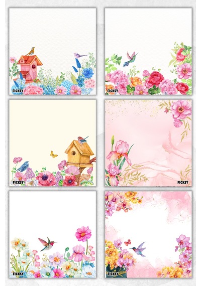 Çiçek Bloknot - 9 9 Cm Ebat- 50 Yaprak - Notepad - Memopad - Çizgisiz Not Kağıdı- To Do List - 2088