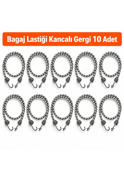 Bagaj Lastiği Kancalı Gergi 10 Adet / 90 Cm Bagaj Halatı