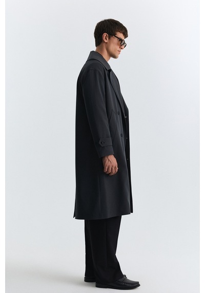 Antioch Uzun Relaxed Fit Trençkot Antrasit