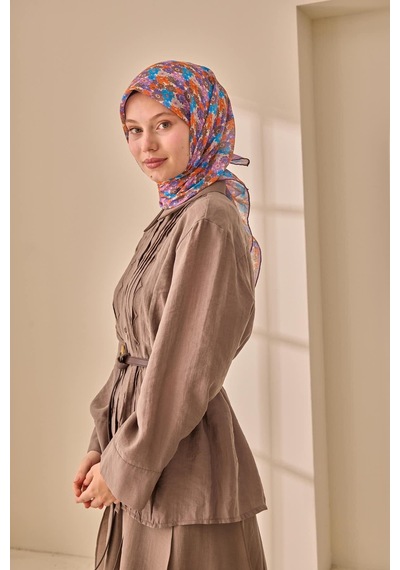 Silk Home Soft Eşarp 73092-29 Kahverengi, Mavi, Turuncu, Leylak, Mor